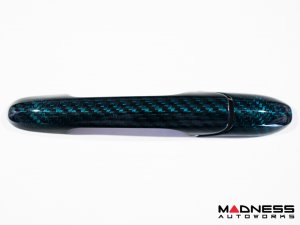 FIAT 500 Exterior Door Handle Kit - Carbon Fiber - Verde Azzurro (Blue-Green)
